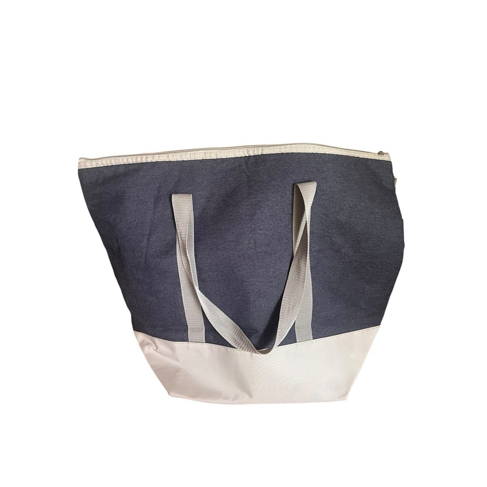 Costco Insulated Cooler Tote Bag Navy Gray Thermal Grocery Picnic Beach Zip Top - Picture 3 of 11